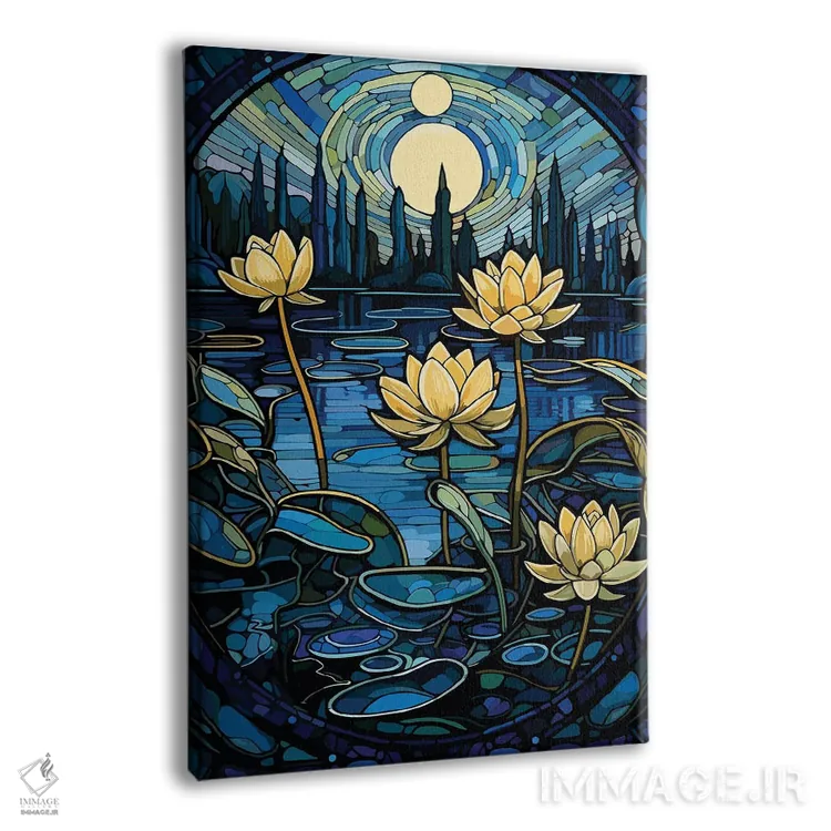تابلو دکوراتیو نیلوفرهای آبی اثر امی فاکس دیزاینز - نمای پرسپکتیو محصول