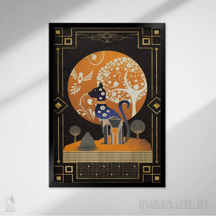 تابلو دکوراتیو گربه نووو اثر امی فاکس دیزاینز - نمای قابدار مشکی