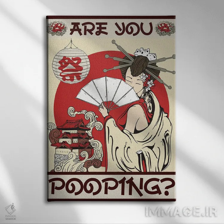 تابلو دکوراتیو حمام گیشا اثر امی فاکس دیزاینز - نمای روبهرو روی دیوار