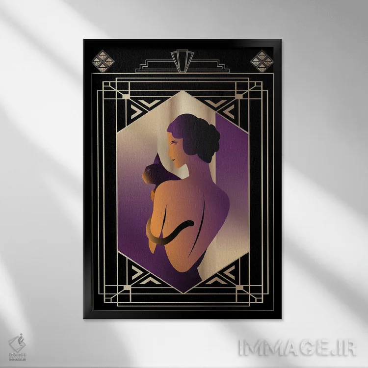 تابلو دکوراتیو گربه مدرن اثر امی فاکس دیزاینز - نمای قابدار مشکی