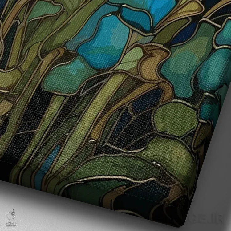 تابلو دکوراتیو گل های زراندود اثر امی فاکس دیزاینز - نمای نزدیک بافت بوم