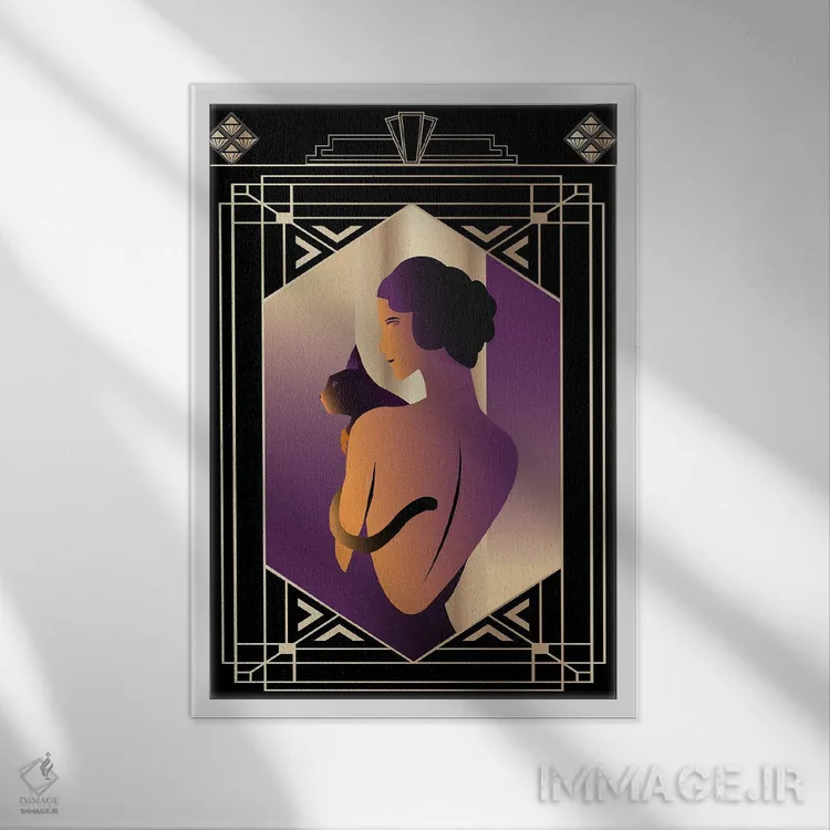 تابلو دکوراتیو گربه مدرن اثر امی فاکس دیزاینز - نمای قابدار سفید