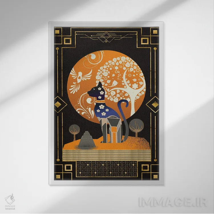 تابلو دکوراتیو گربه نووو اثر امی فاکس دیزاینز - نمای قابدار سفید