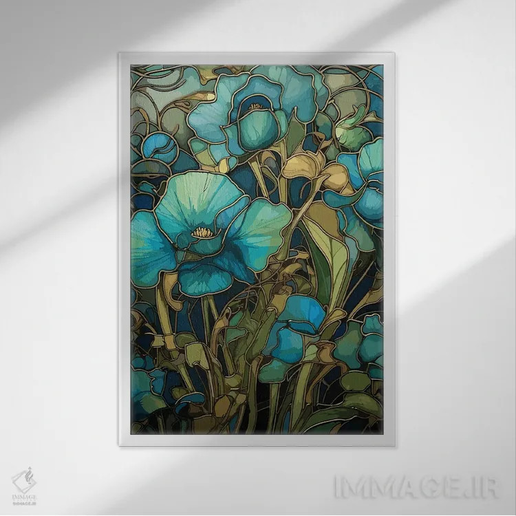 تابلو دکوراتیو گل های زراندود اثر امی فاکس دیزاینز - نمای قابدار سفید