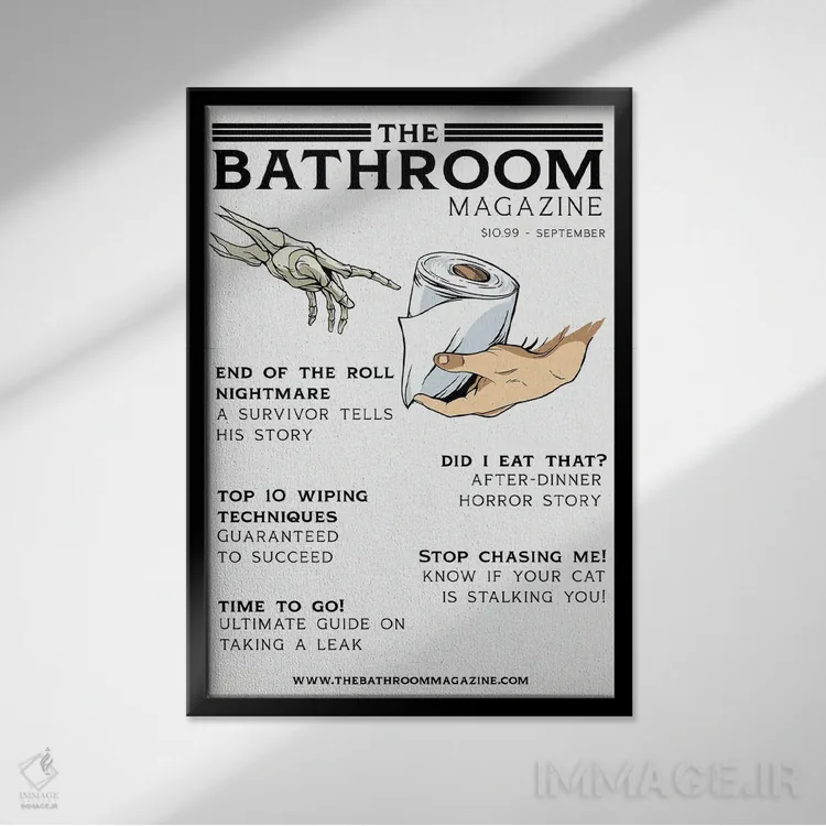 تابلو دکوراتیو مجله حمام اثر امی فاکس دیزاینز - نمای قابدار مشکی