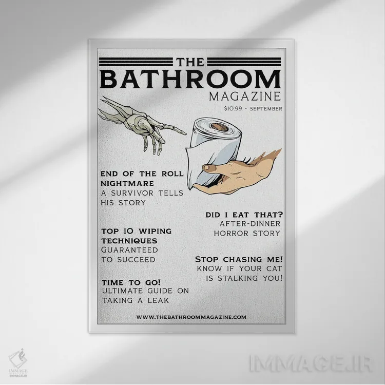 تابلو دکوراتیو مجله حمام اثر امی فاکس دیزاینز - نمای قابدار سفید