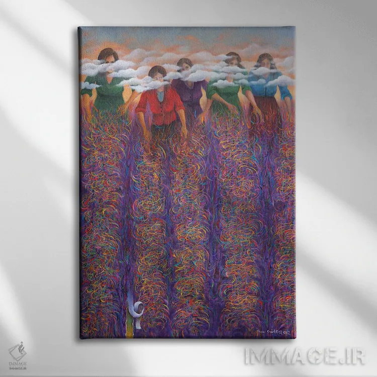 تابلو دکوراتیو در دنیای رویا اثر امین گولر - نمای روبهرو روی دیوار