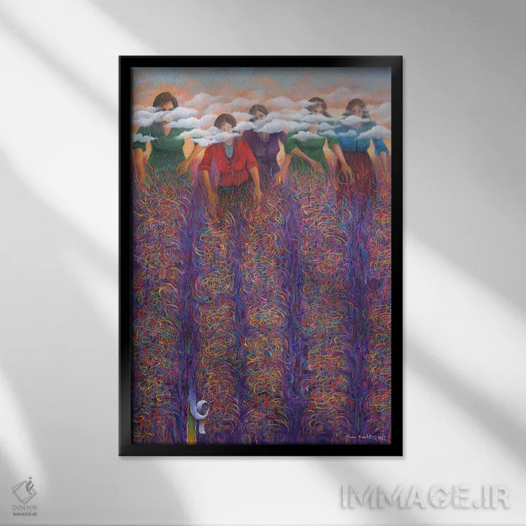 تابلو دکوراتیو در دنیای رویا اثر امین گولر - نمای قابدار مشکی