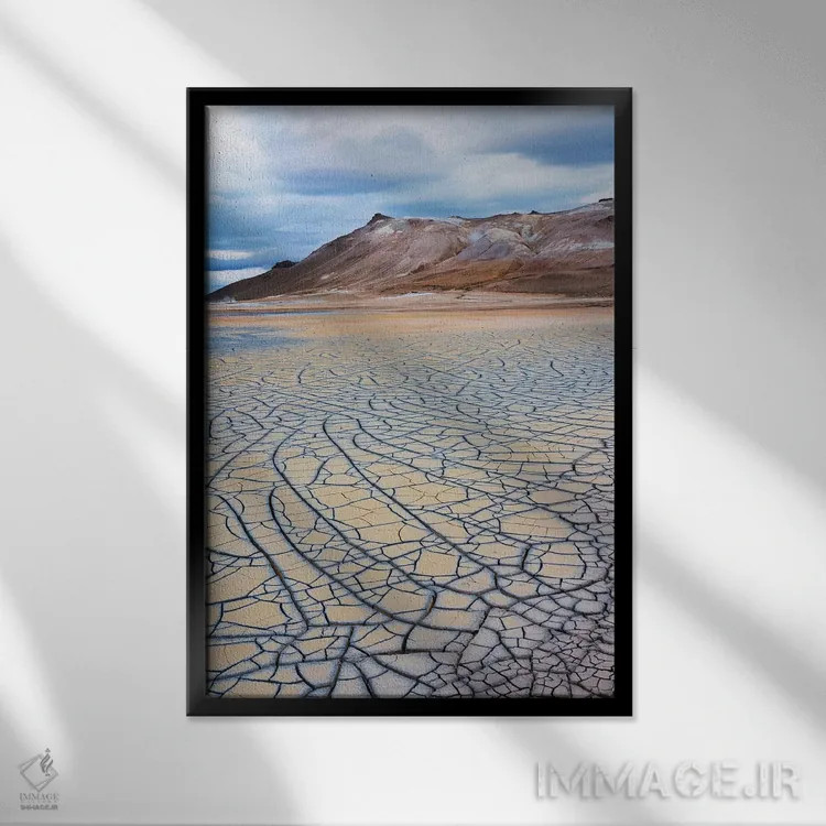 تابلو دکوراتیو ایسلند، منطقه دریاچه مایواتن، ناحیه زمین گرمای هوریر، گل و لای.… اثر الن گاف - نمای قابدار مشکی