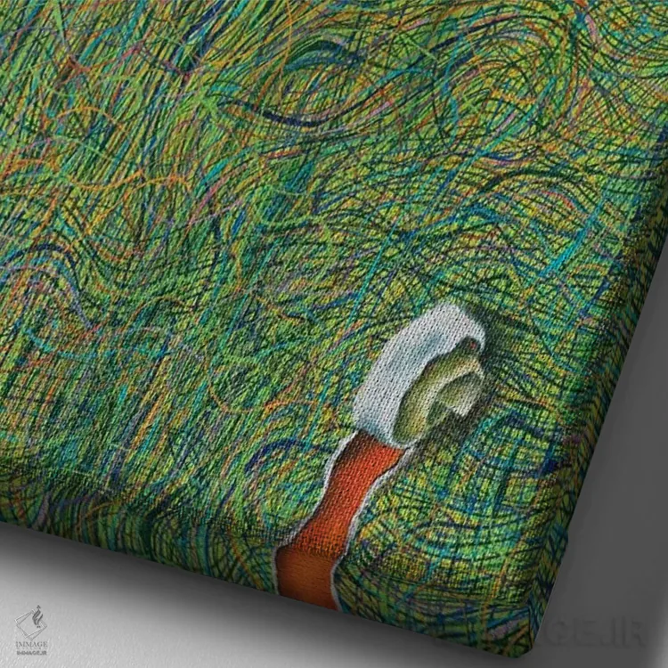 تابلو دکوراتیو در مرز زندگی اثر امین گولر - نمای نزدیک بافت بوم