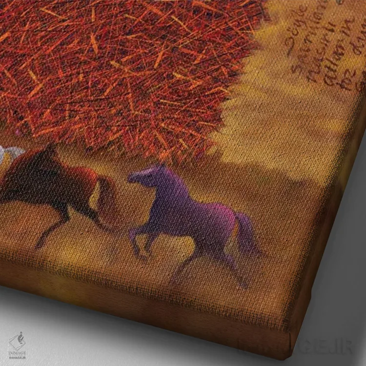 تابلو دکوراتیو آیا آگاهی؟ اثر امین گولر - نمای نزدیک بافت بوم