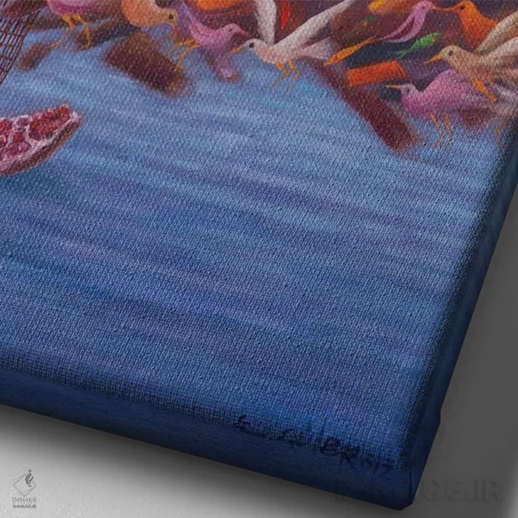 تابلو دکوراتیو آخرین پرندگان اثر امین گولر - نمای نزدیک بافت بوم