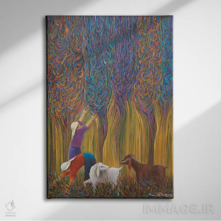 تابلو دکوراتیو درخت آرزو اثر امین گولر - نمای روبهرو روی دیوار
