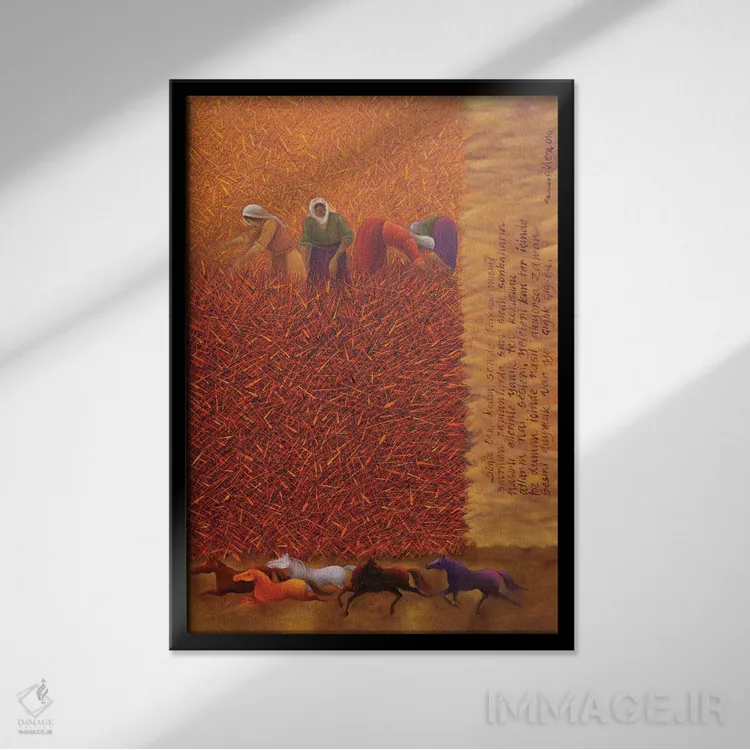 تابلو دکوراتیو آیا آگاهی؟ اثر امین گولر - نمای قابدار مشکی