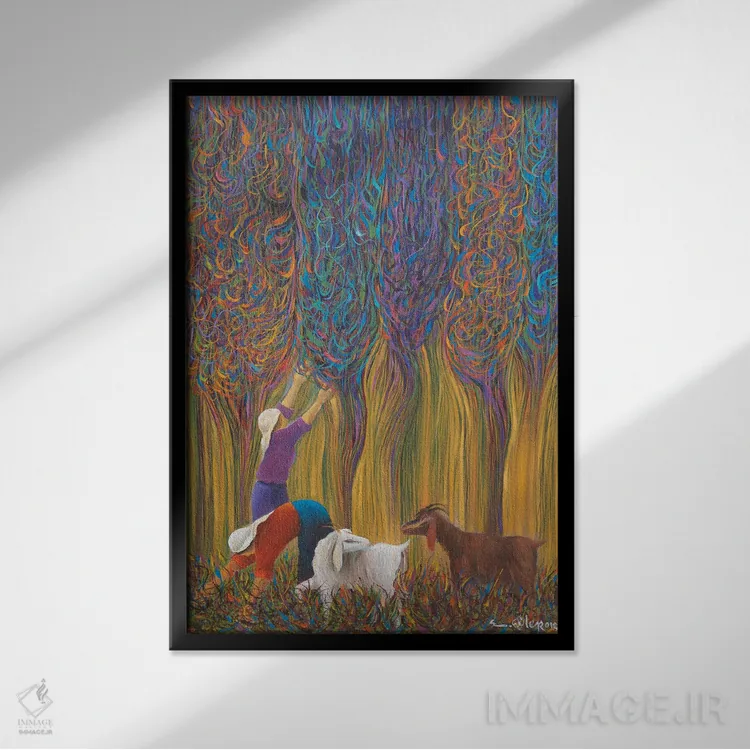 تابلو دکوراتیو درخت آرزو اثر امین گولر - نمای قابدار مشکی