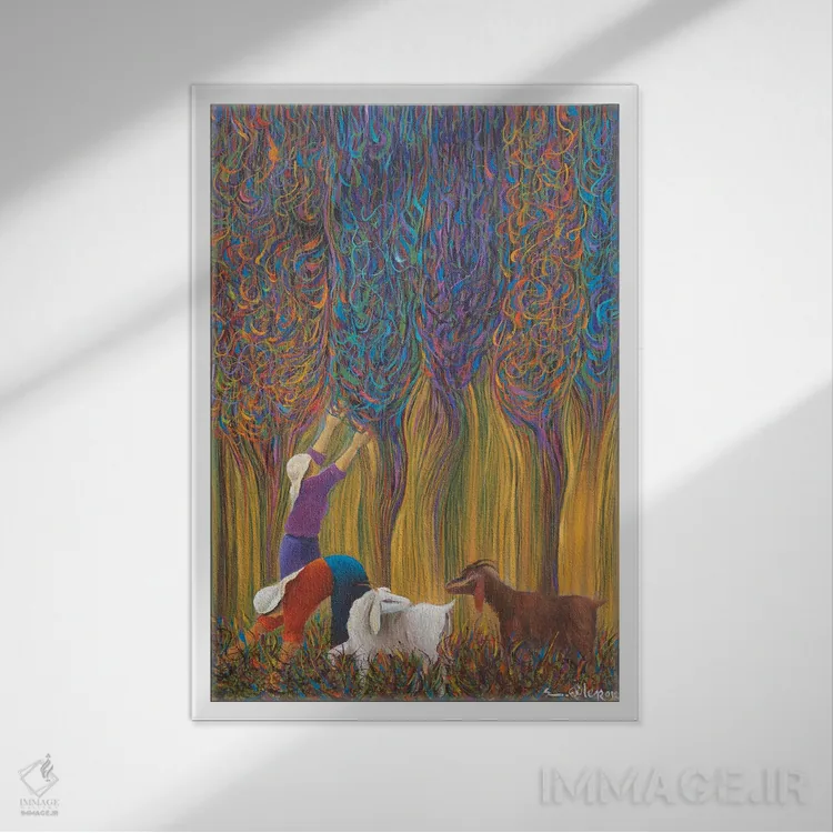 تابلو دکوراتیو درخت آرزو اثر امین گولر - نمای قابدار سفید