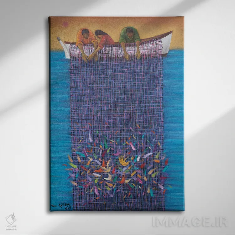 تابلو دکوراتیو در تعقیب تقدیر اثر امین گولر - نمای روبهرو روی دیوار