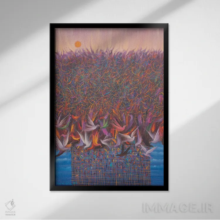 تابلو دکوراتیو پیش از طلوع خورشید اثر امین گولر - نمای قابدار مشکی