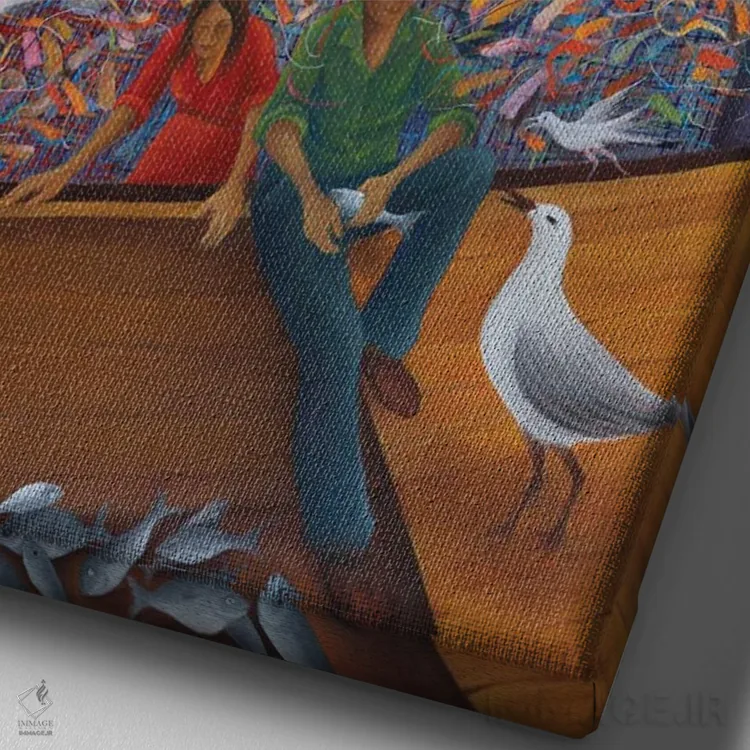 تابلو دکوراتیو انتظار اثر امین گولر - نمای نزدیک بافت بوم