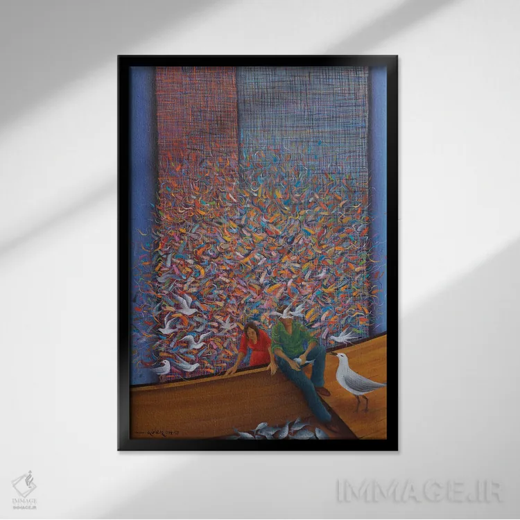 تابلو دکوراتیو انتظار اثر امین گولر - نمای قابدار مشکی