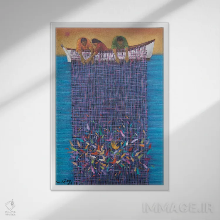 تابلو دکوراتیو در تعقیب تقدیر اثر امین گولر - نمای قابدار سفید