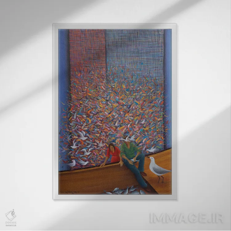 تابلو دکوراتیو انتظار اثر امین گولر - نمای قابدار سفید