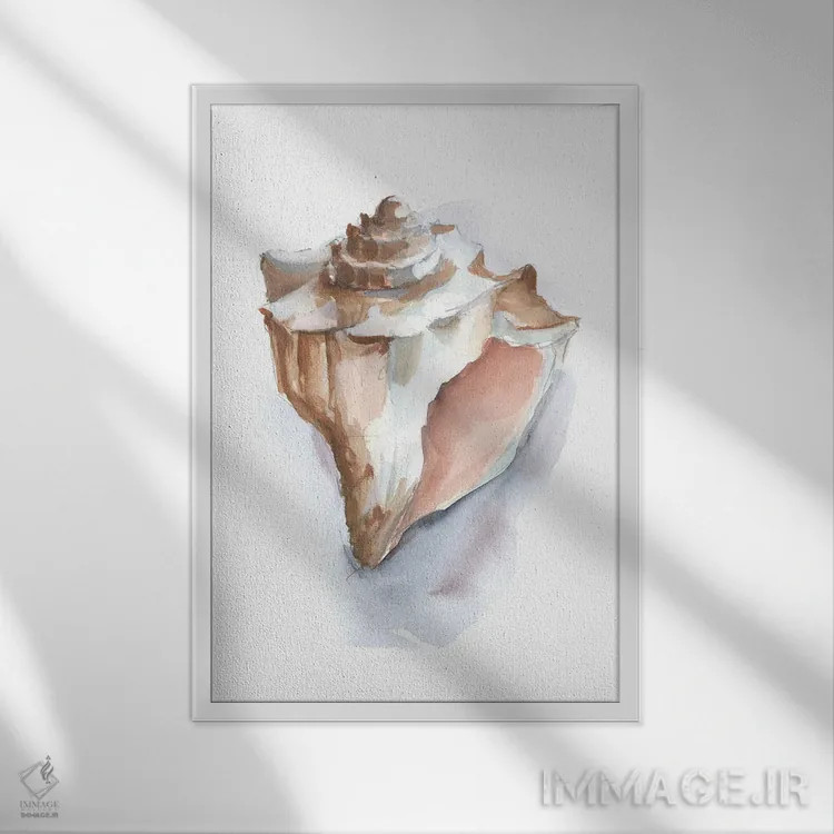 تابلو مینیمال مجموعه صدف های پاستلی اثر اتان هارپر - نمای قابدار سفید