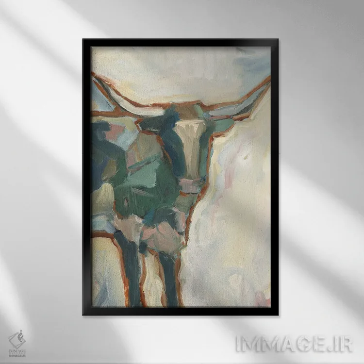 تابلو دکوراتیو گاوهای پاپ غربی اثر اتان هارپر - نمای قابدار مشکی
