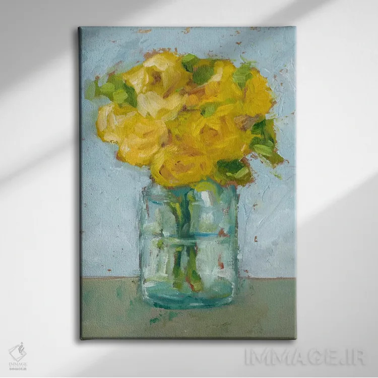 تابلو دکوراتیو مطالعه گل به سبک امپرسیونیسم اثر اتان هارپر - نمای روبهرو روی دیوار