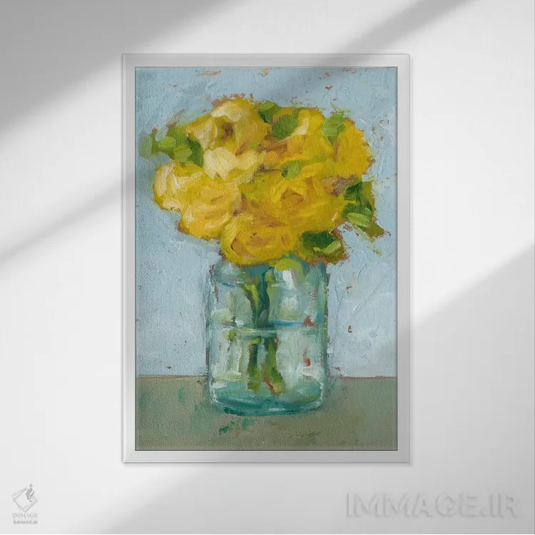 تابلو دکوراتیو مطالعه گل به سبک امپرسیونیسم اثر اتان هارپر - نمای قابدار سفید