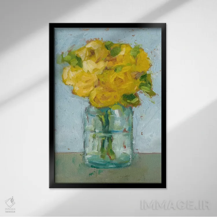 تابلو دکوراتیو مطالعه گل به سبک امپرسیونیسم اثر اتان هارپر - نمای قابدار مشکی