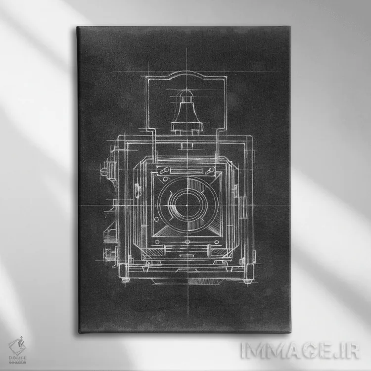 تابلو دکوراتیو نقشه فنی دوربین اثر اتان هارپر - نمای روبهرو روی دیوار