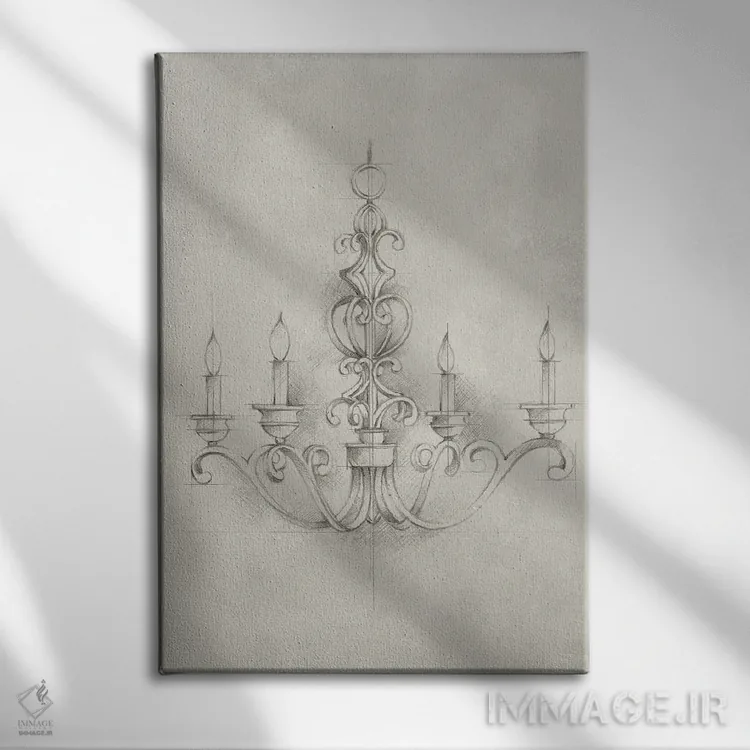 تابلو دکوراتیو شماتیک لوستر اثر اتان هارپر - نمای روبهرو روی دیوار