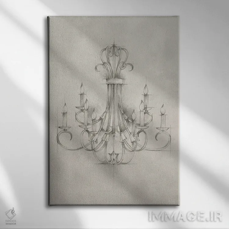 تابلو دکوراتیو شماتیک لوستر اثر اتان هارپر - نمای روبهرو روی دیوار