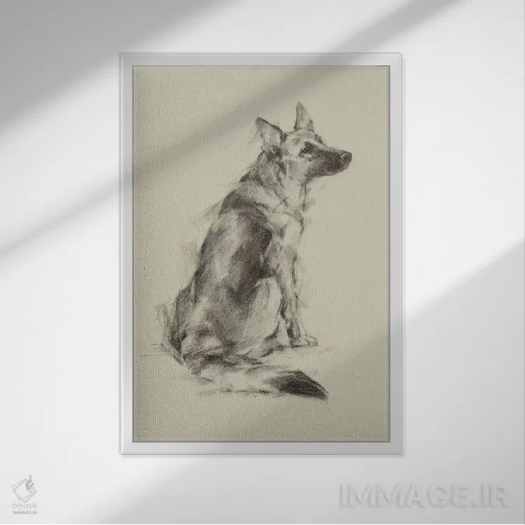 تابلو دکوراتیو چشم های توله سگ V اثر اتان هارپر - نمای قابدار سفید