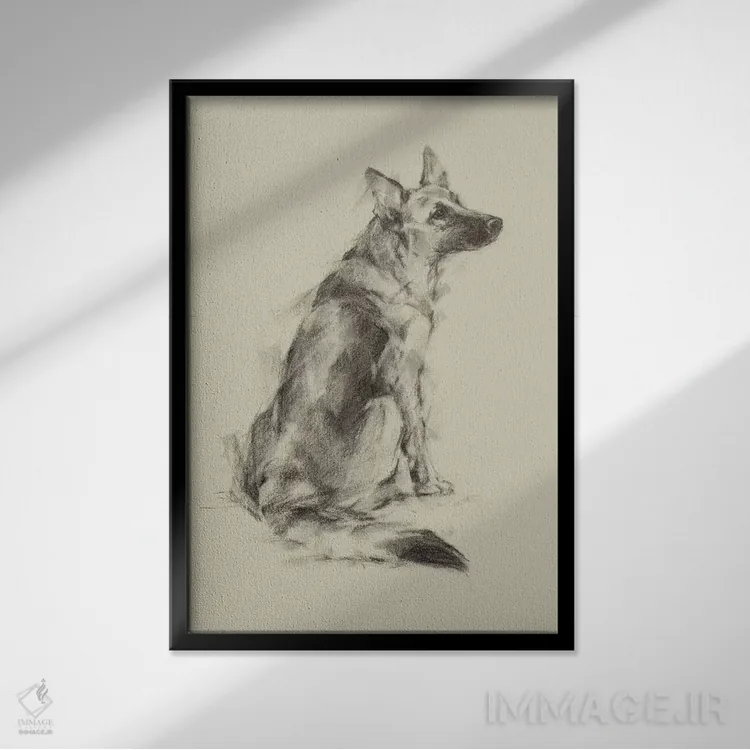 تابلو دکوراتیو چشم های توله سگ V اثر اتان هارپر - نمای قابدار مشکی