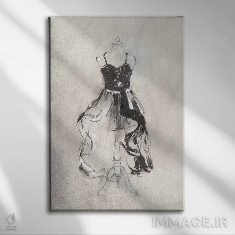 تابلو دکوراتیو پیراهن شب سیاه II اثر اتان هارپر - نمای روبهرو روی دیوار