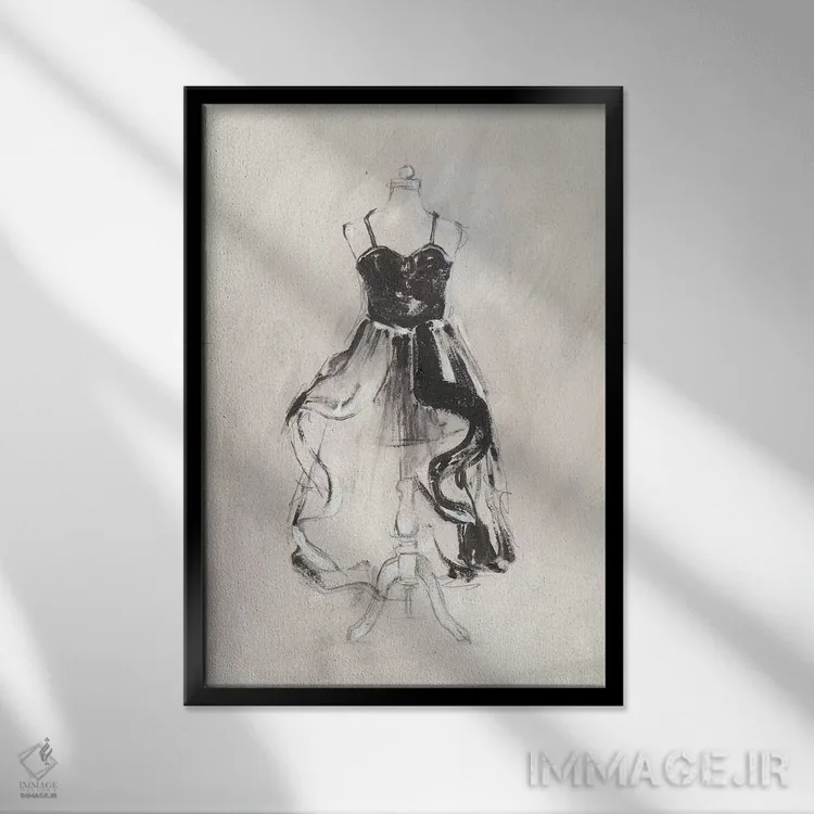 تابلو دکوراتیو پیراهن شب سیاه II اثر اتان هارپر - نمای قابدار مشکی