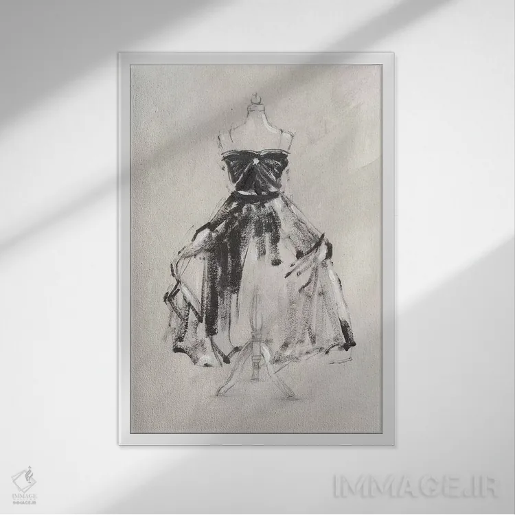 تابلو دکوراتیو پیراهن شب سیاه I اثر اتان هارپر - نمای قابدار سفید