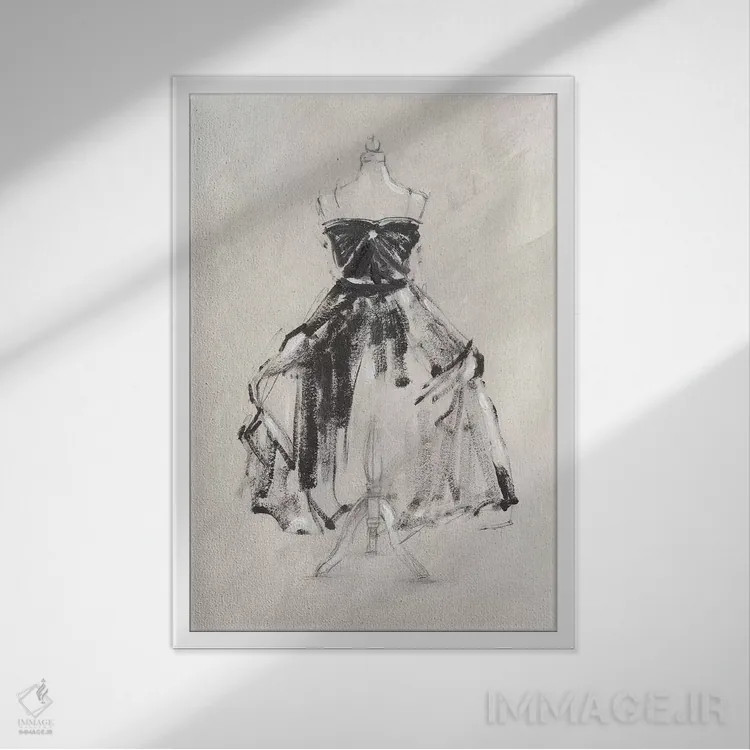 تابلو دکوراتیو پیراهن شب سیاه I اثر اتان هارپر - نمای قابدار سفید