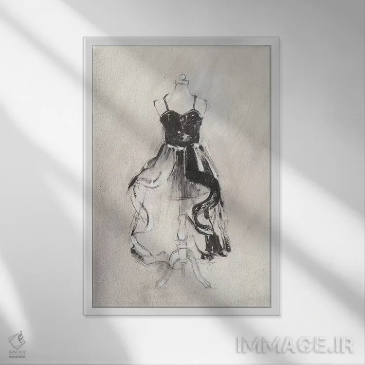 تابلو دکوراتیو پیراهن شب سیاه II اثر اتان هارپر - نمای قابدار سفید