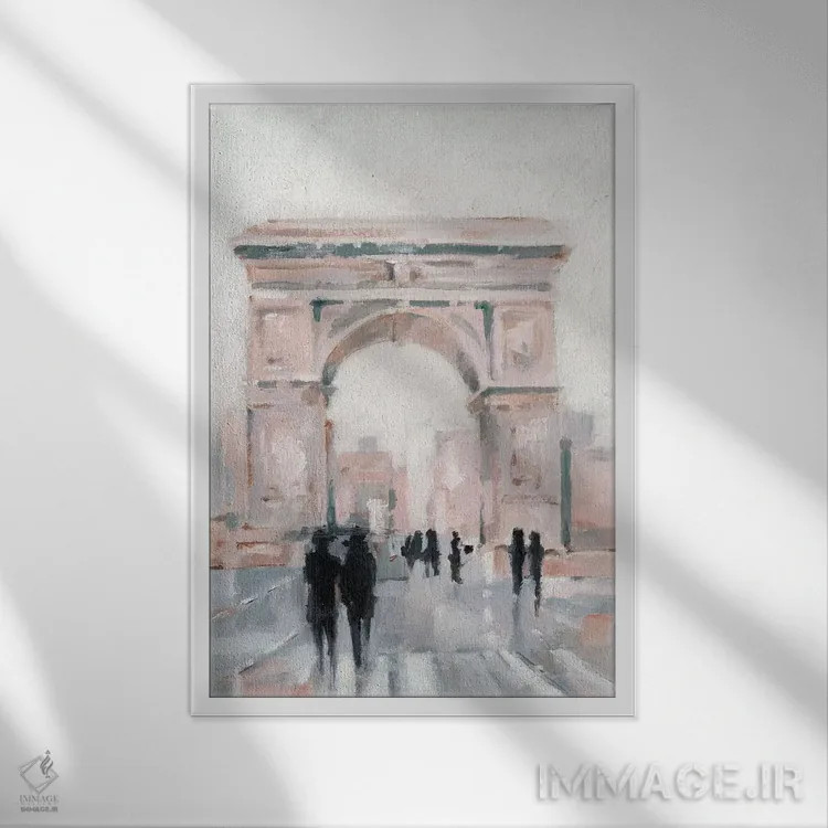 تابلو دکوراتیو پیاده روی صبحگاهی II اثر اتان هارپر - نمای قابدار سفید