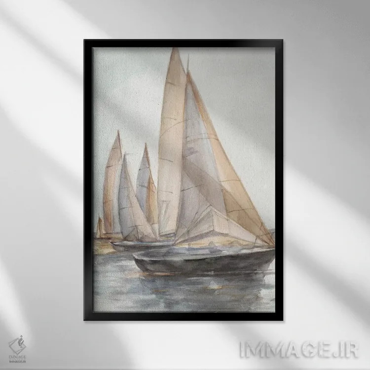 تابلو دکوراتیو قایق های بادبانی فضای باز II اثر اتان هارپر - نمای قابدار مشکی