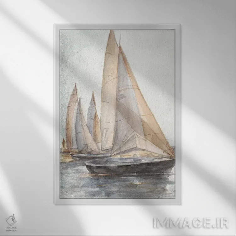 تابلو دکوراتیو قایق های بادبانی فضای باز II اثر اتان هارپر - نمای قابدار سفید