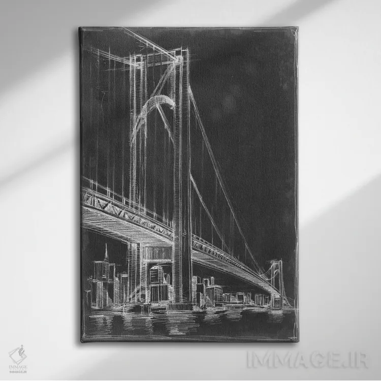 تابلو دکوراتیو نقشه پل معلق I اثر اتان هارپر - نمای روبهرو روی دیوار