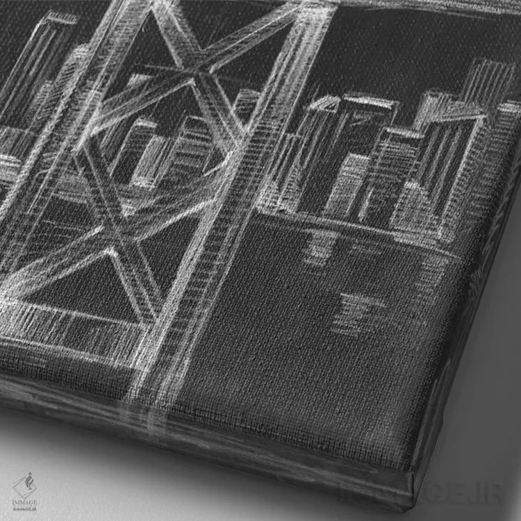 تابلو دکوراتیو نقشه پل معلق II اثر اتان هارپر - نمای نزدیک بافت بوم