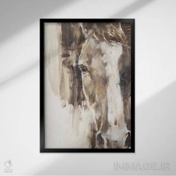 تابلو دکوراتیو مطالعه اصلاح شده اسب I اثر اتان هارپر - نمای قابدار مشکی