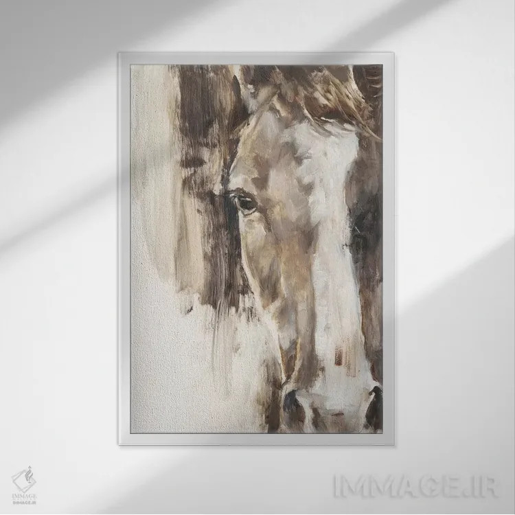 تابلو دکوراتیو مطالعه اصلاح شده اسب I اثر اتان هارپر - نمای قابدار سفید