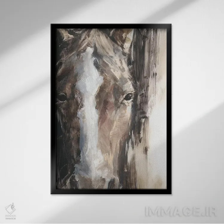 تابلو دکوراتیو مطالعه اصلاح شده اسب II اثر اتان هارپر - نمای قابدار مشکی