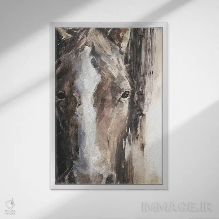 تابلو دکوراتیو مطالعه اصلاح شده اسب II اثر اتان هارپر - نمای قابدار سفید